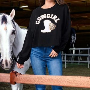 NWOT Peach Love California Black Cowgirl Sweatshirt